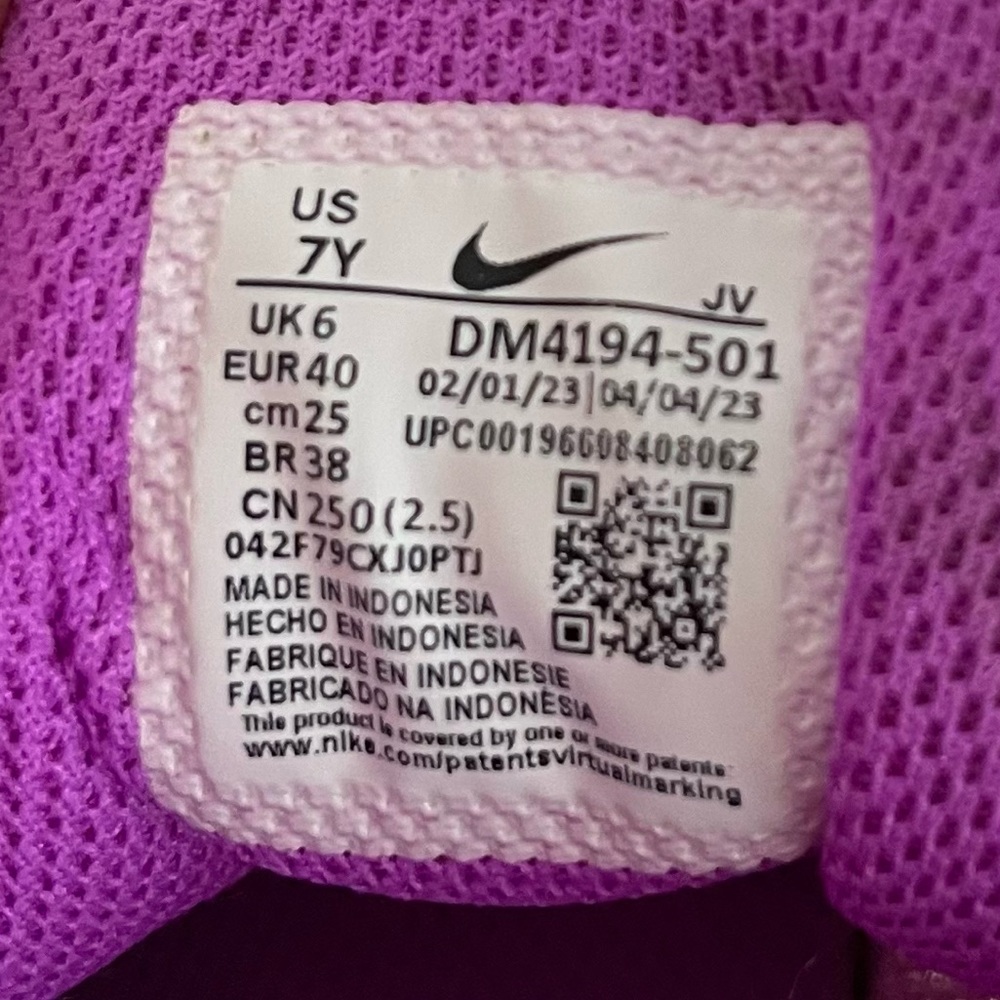 NIKE Downshifter 12 Purple/Lilac Running Shoes Youth 7Y Women’s 8.5 - Picture 7 of 7